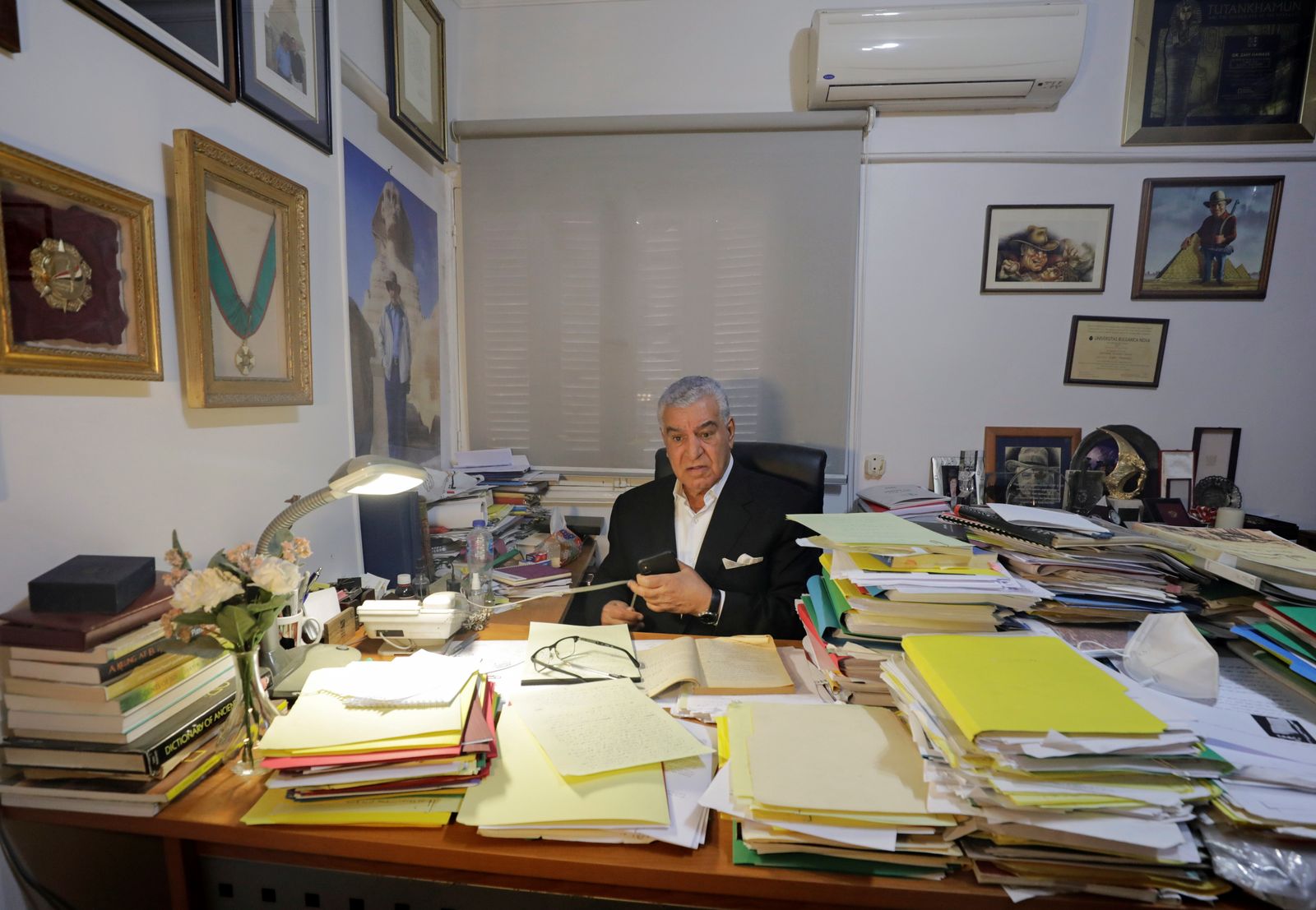 Dr. Zahi Hawass, Egyptologist speaks during an interview with Reuters at his office in Cairo, Egypt, April 1, 2021. REUTERS/Mohamed Abd El Ghany - REUTERS