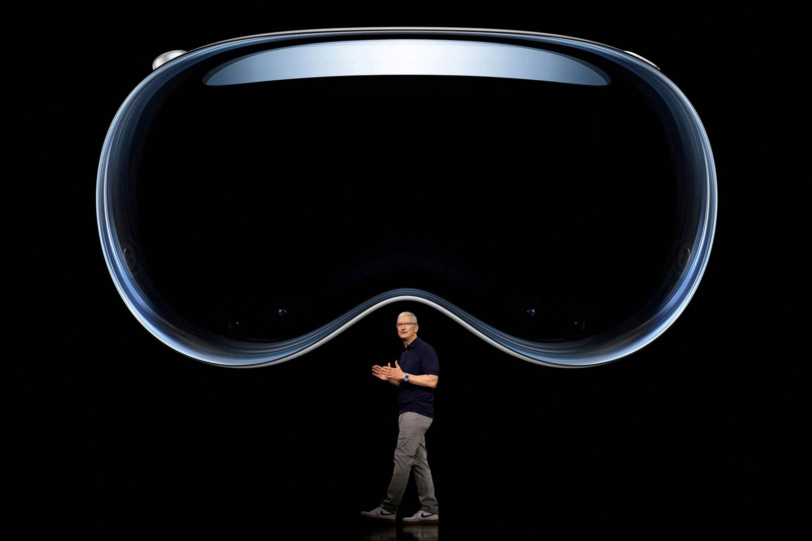 FILE PHOTO: Apple CEO Tim Cook introduces Apple Vision Pro at Apple Park in Cupertino