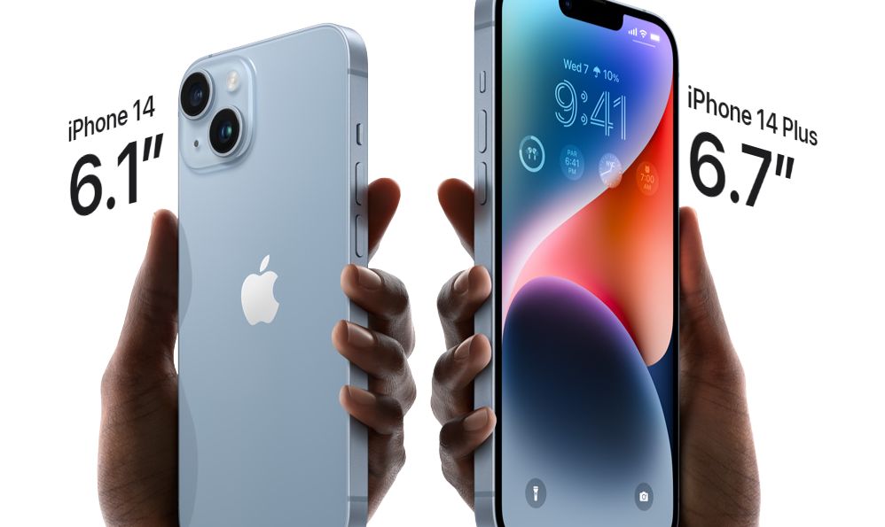 هواتف آيفون 14 (إلى اليسار) وآيفون 14 بلس (إلى اليمين) - Apple