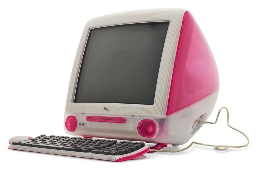 جهاز حاسوب Strawberry iMac Wales والذي استخدمه جيمي ويلز في إنشاء ويكيبيديا - Jimmy Wales