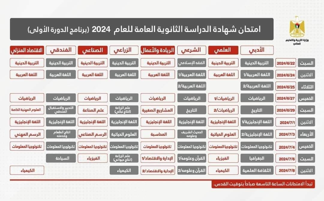 جدول امتحانات طلاب الثانوية العامة الفلسطينيين، في العاصمة المصرية القاهرة. 21 يونيو 2024