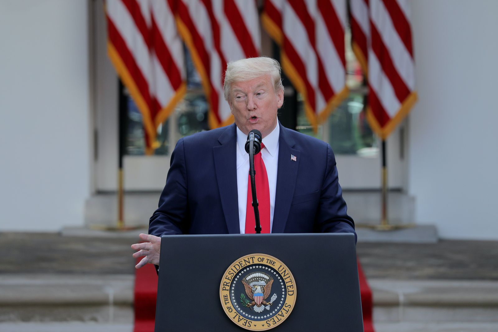 U.S. President Trump holds coronavirus response news conference at the White House in Washington - REUTERS