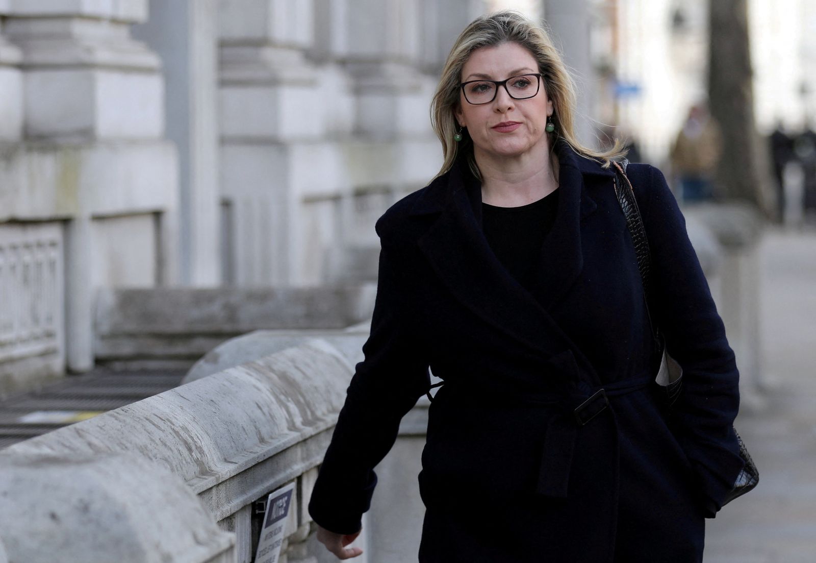 FILE PHOTO: British MP Penny Mordaunt arrives for a meeting to address the government's response to the coronavirus outbreak, at Cabinet Office in London - REUTERS