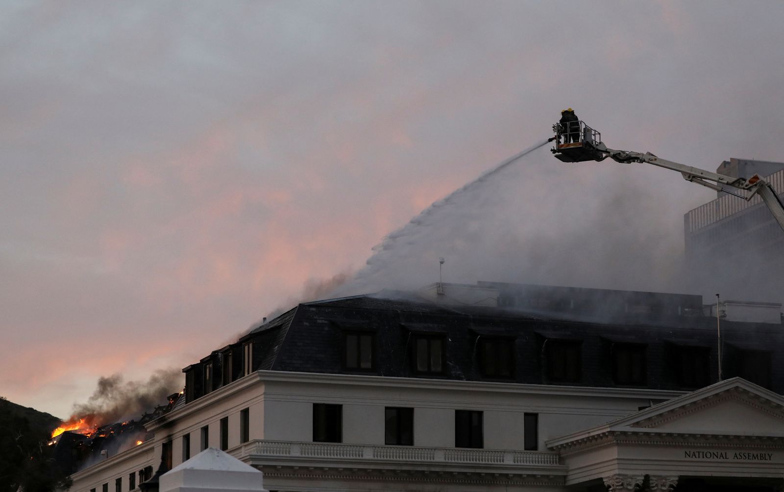 Fire breaks out at the parliament in Cape Town - REUTERS