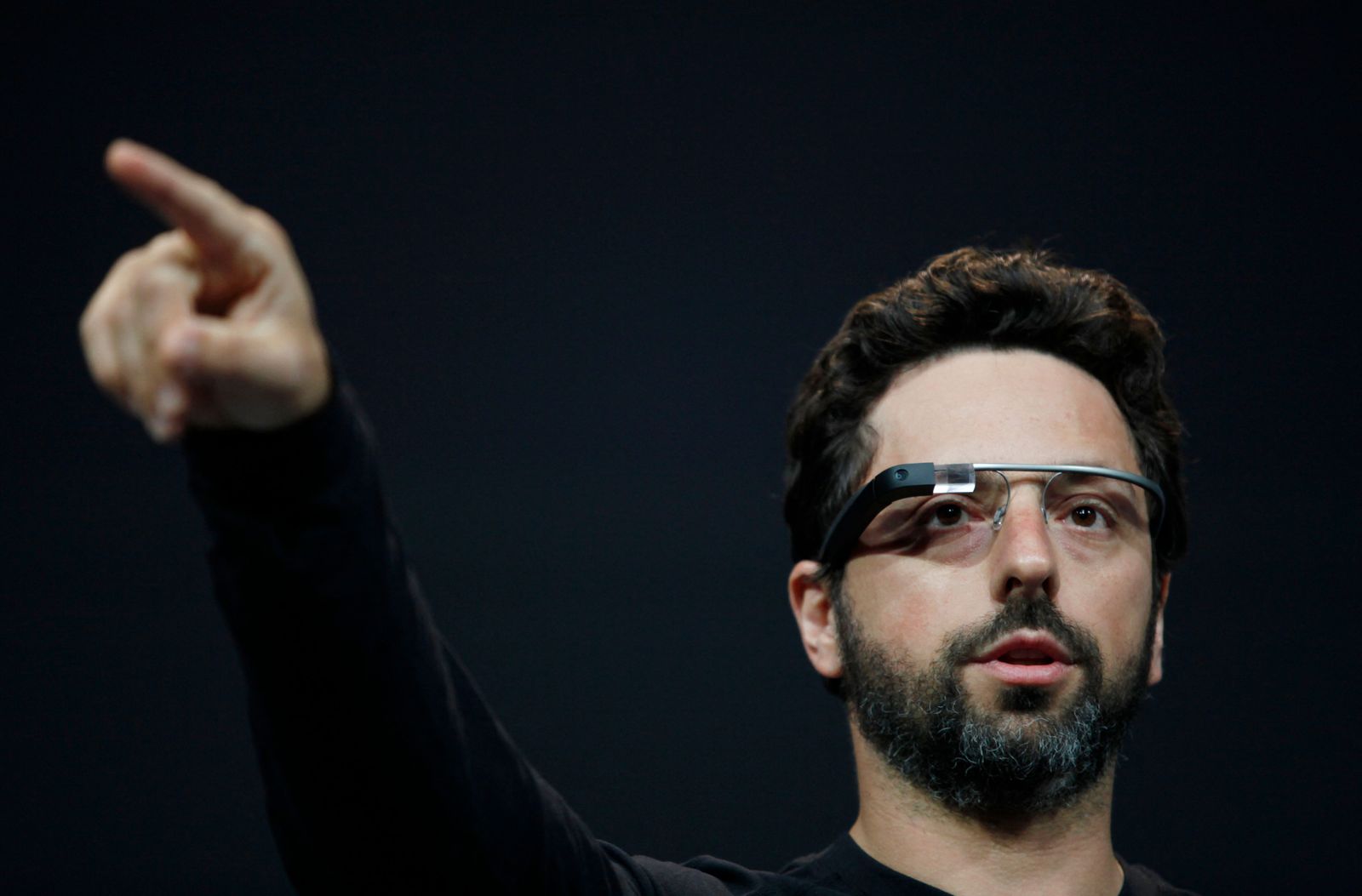 (FILES) In this file photo taken on June 27, 2012, Sergey Brin, co-founder of Google appear at the keynote with the Google Glass to introduce the Google Class Explorer edition during Google's annual developer conference, Google I/O,in San Francisco. - The fortunes of Silicon Valley billionaires took a beating in 2022 as share prices of the world's tech giants plummeted. (Photo by KIMIHIRO HOSHINO / AFP)