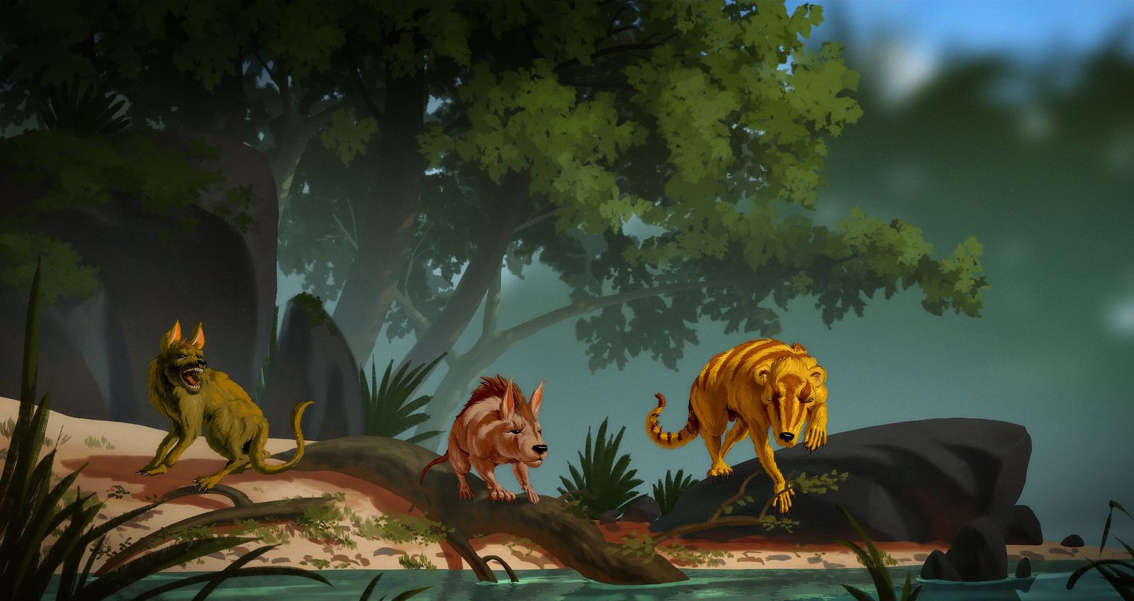 صورة تخيلية لمخلوقات من الثدييات عاشت بعد انقراض الديناصورات استناداً لحفريات تم اكتشافها  - Banana Art Studio