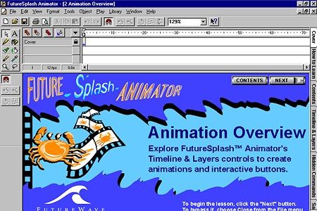 برنامج FutureSplash Animator - Web Design Museum 