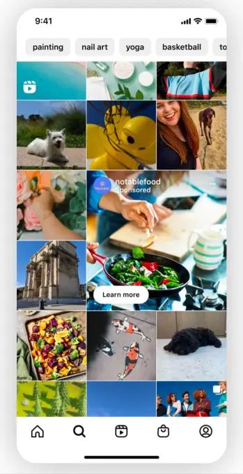 مساحة إعلانية جديدة داخل تبويب Explore على انستجرام - Meta