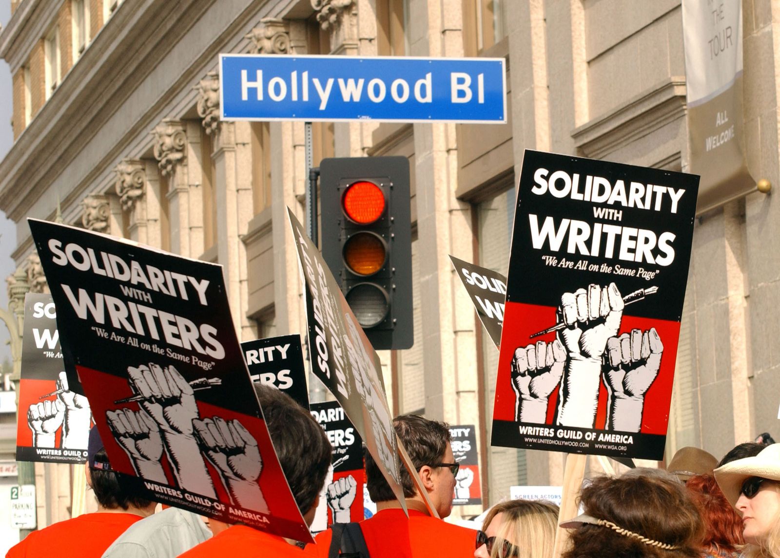 Writers On Strike Day 16 Solidarity March To Chinese Theatre - AFP