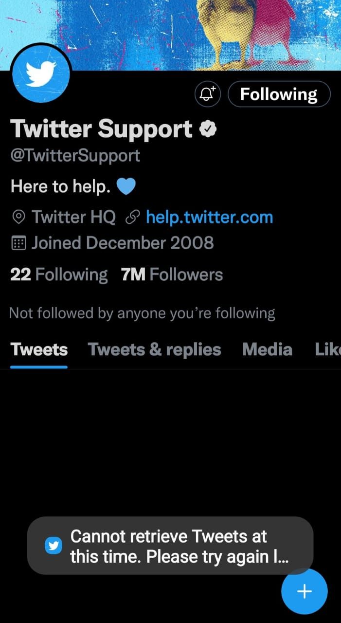 خلل تقني يضرب تويتر - Twitter/TwitterSupport