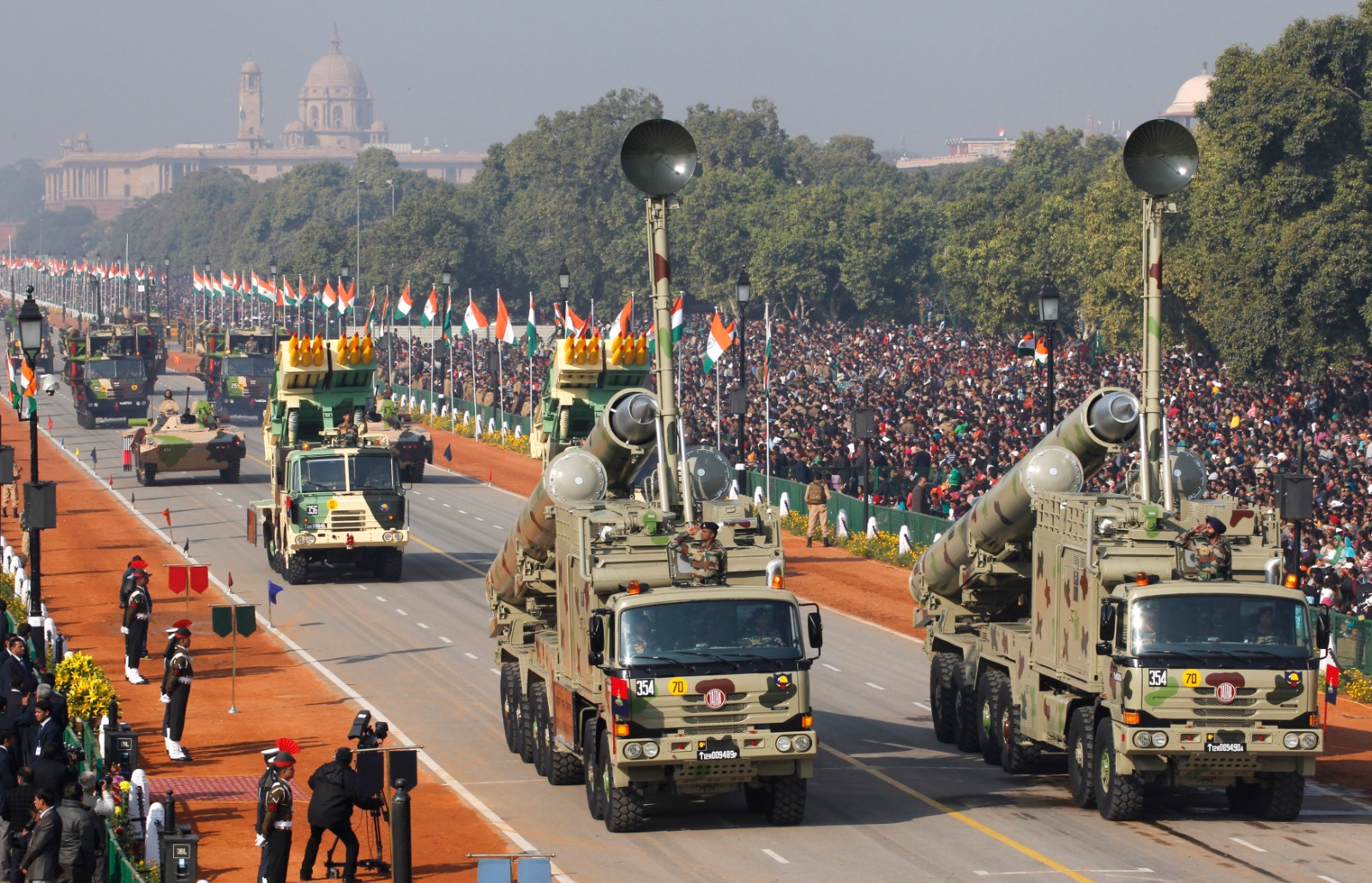 صواريخ من طراز BrahMos خلال عرض عسكري في الهند. 26 يناير 2013