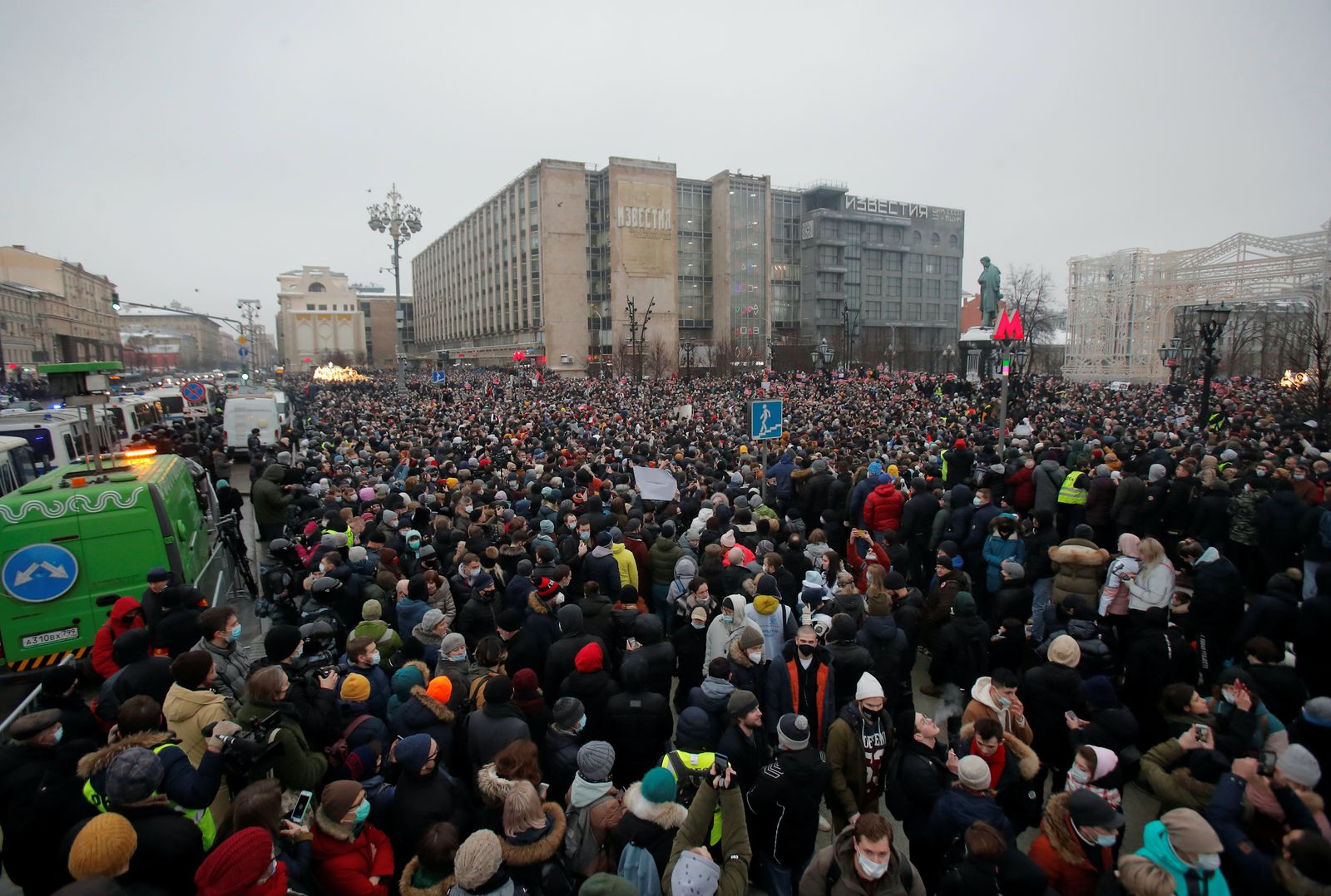 جانب من المظاهرات الداعمة للمعارض السياسي أليكسي نافالني في العاصمة الروسية موسكو - REUTERS