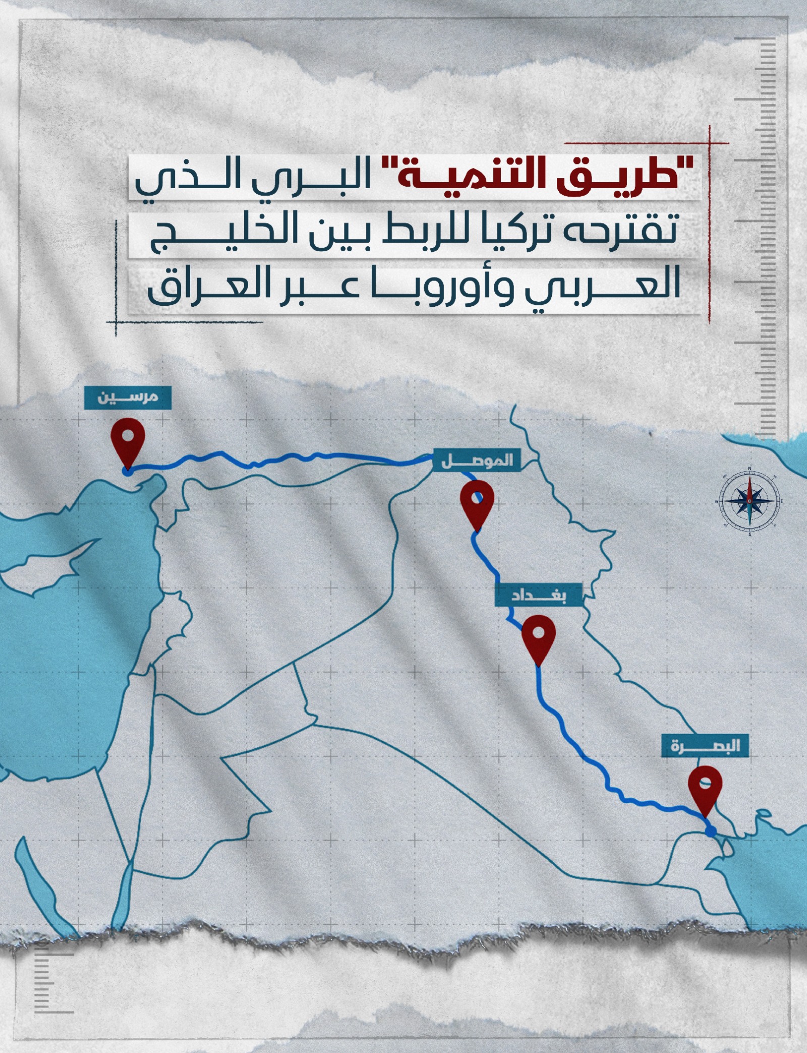 'طريق التنمية' البري الذي تقترحه تركيا للربط بين الخليج العربي وأوروبا عبر العراق