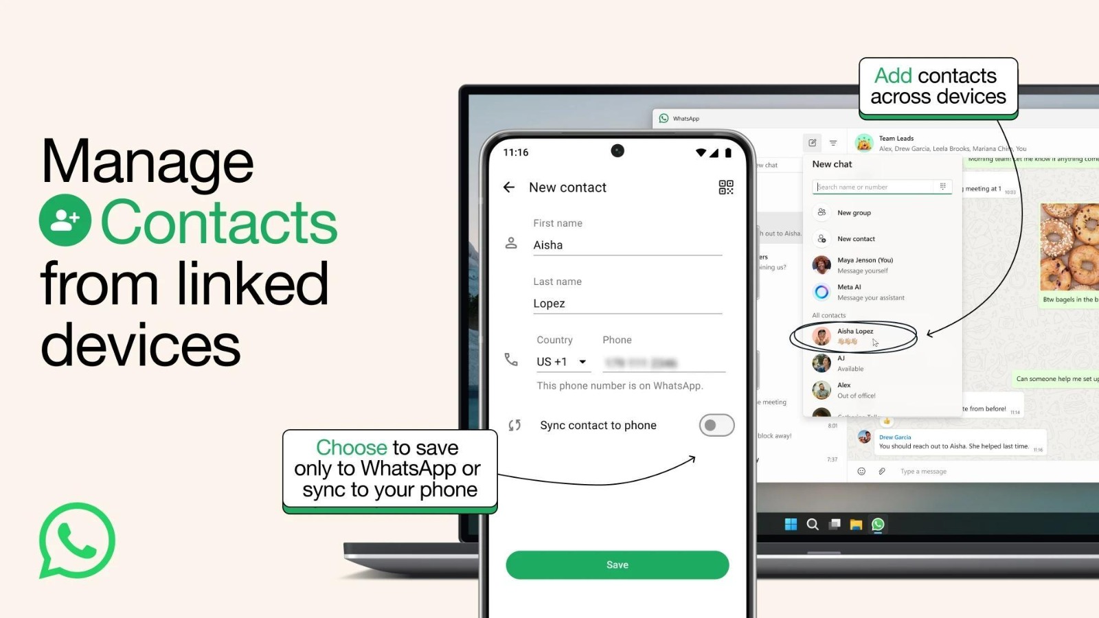 واتساب تطرح ميزة جديدة لتخزين جهات الاتصال مباشرة على حسابات المستخدمين - WhatsApp 