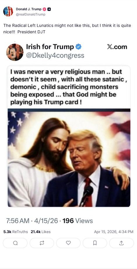 صورة نشرها الرئيس الأميركي دونالد ترمب عبر منصة truthsocial.