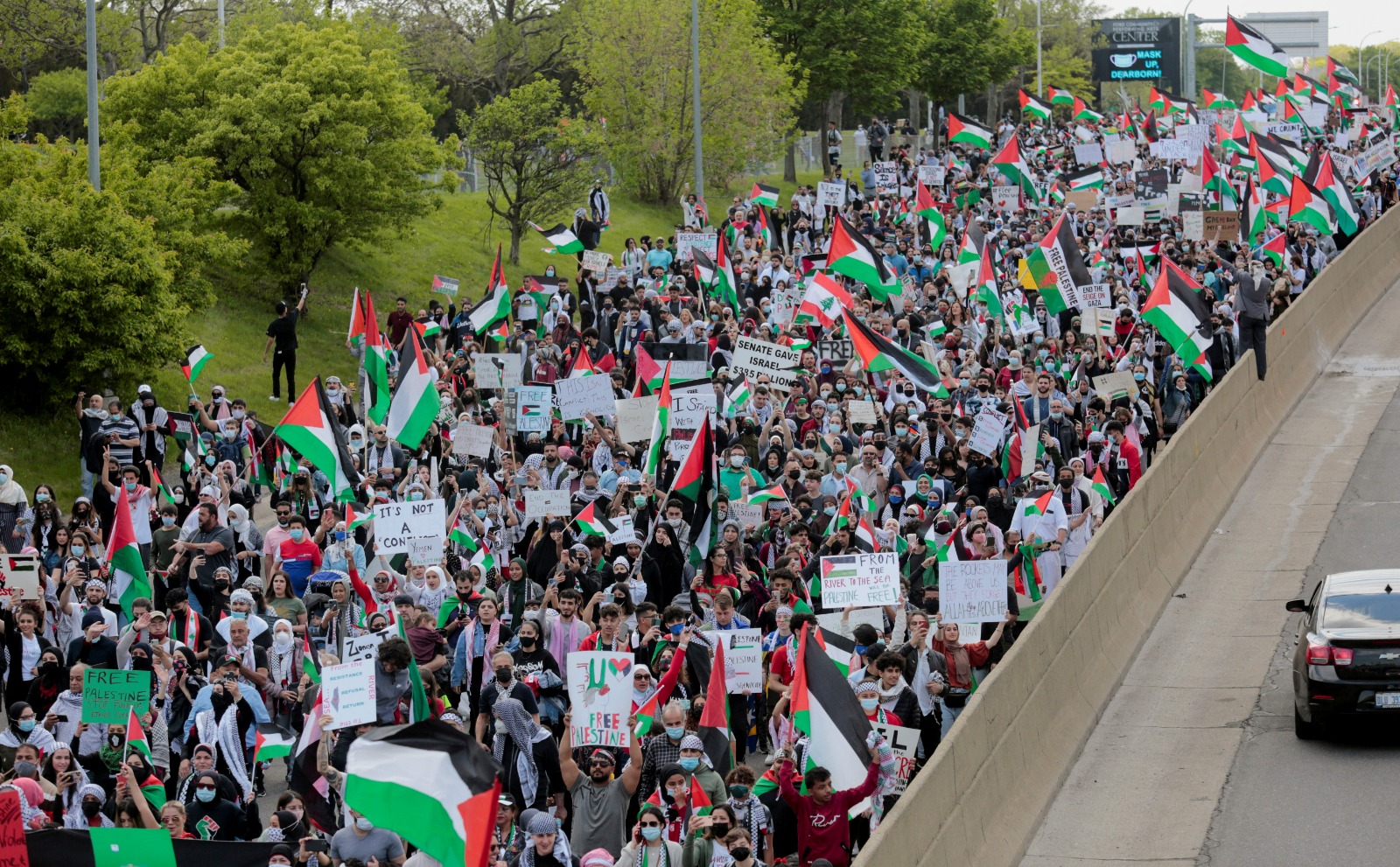 مسيرة مؤيدة لفلسطين في ديربورن بولاية ميشيجان الأميركية. 16 مايو 2021