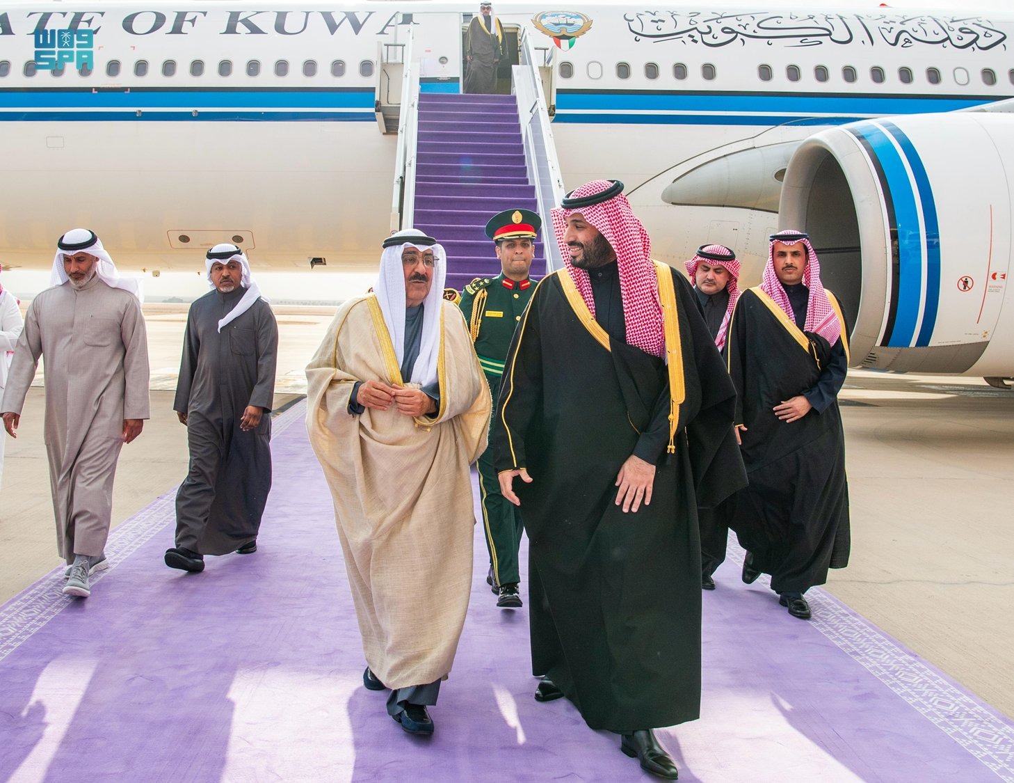 ولي العهد السعودي الأمير محمد بن سلمان يستقبل  أمير الكويت الشيخ مشعل الأحمد الجابر الصباح في الرياض: 30 يناير 2024