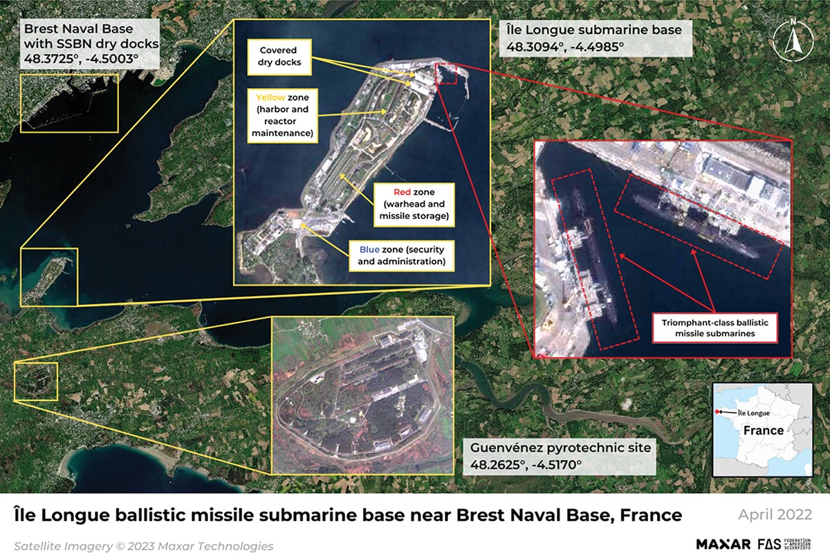 تتمركز شبكات SSBN الأربع الفرنسية في قاعدة الغواصات Ile Longue بالقرب من بريست