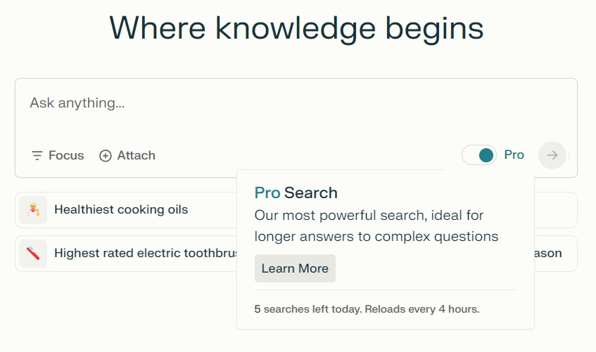 وضع البحث المتقدم Pro Search على منصة بيربلكسيتي للذكاء الاصطناعي