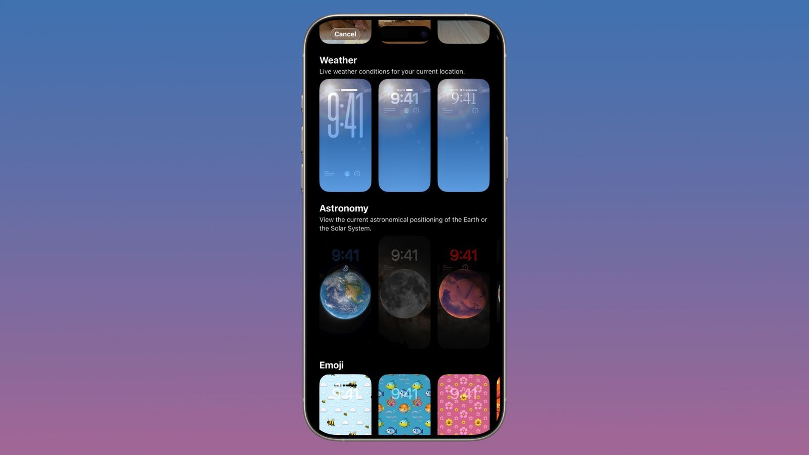 خلفيات جديدة من أبل تعرض بيانات الطقس - Apple