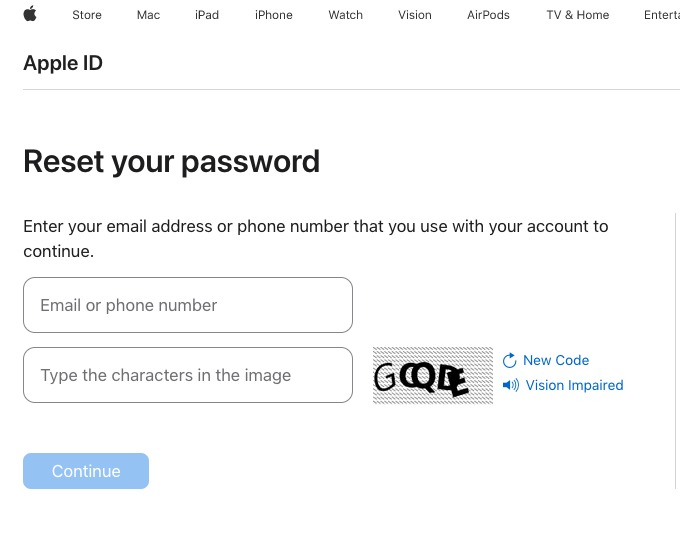 موقع أبل لتغيير كلمة مرور حسابات Apple ID للمستخدمين