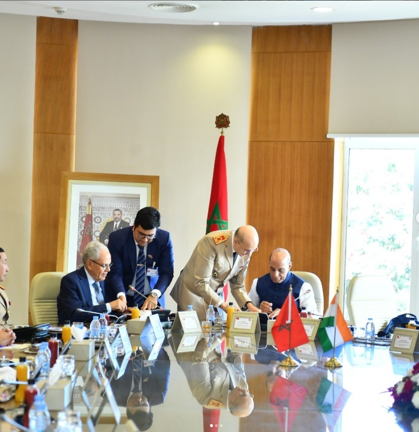 توقيع مذكرة تفاهم بين وزيري دفاع الهند والمغرب للتعاون الثنائي، الرباط، المغرب 22 سبتمبر 2025
