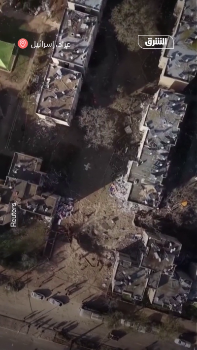 من الجو.. مشاهد الدمار في عراد بإسرائيل